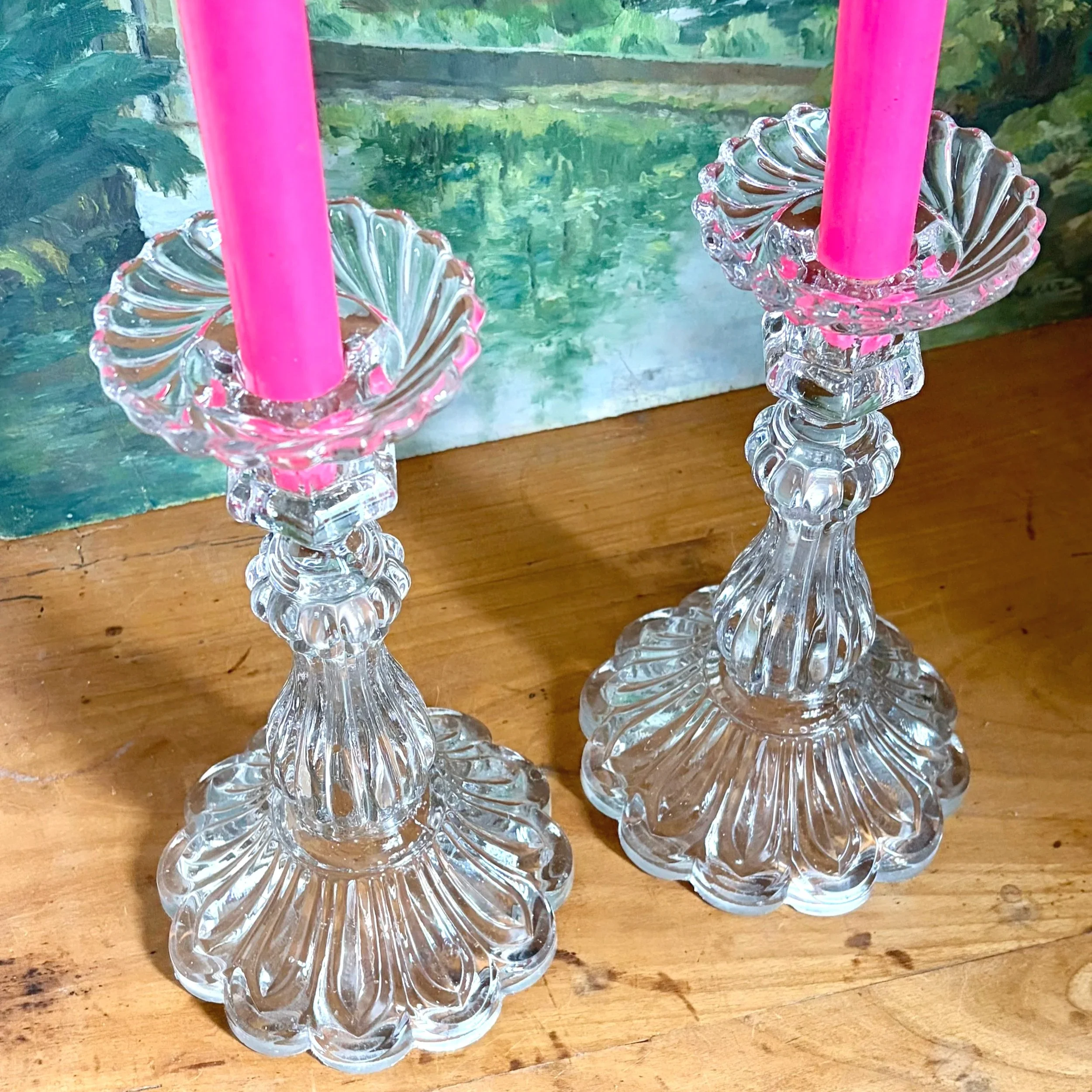 bougeoir verre moulé