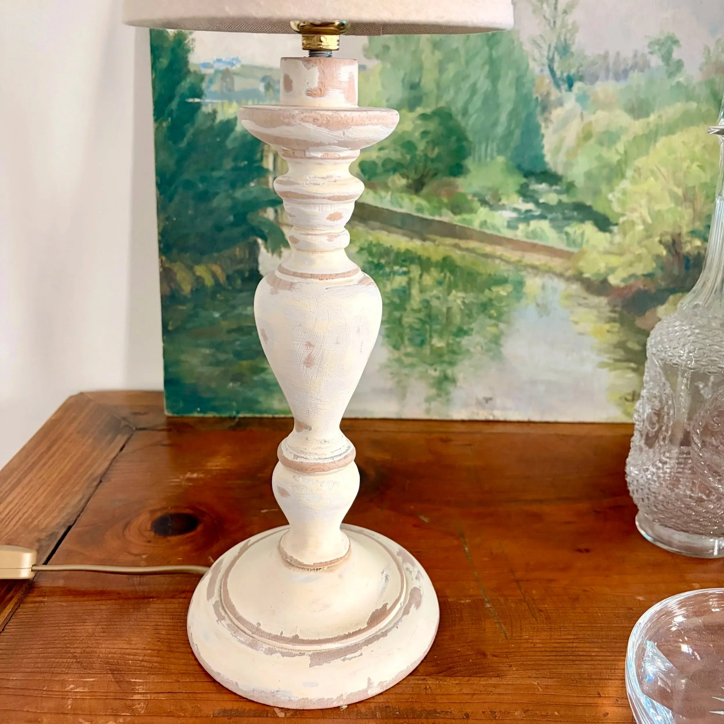 lampe en bois tourné