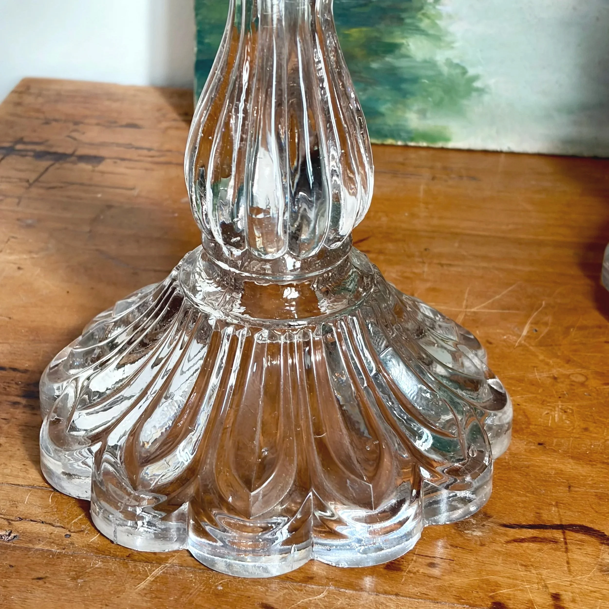 bougeoir verre moulé