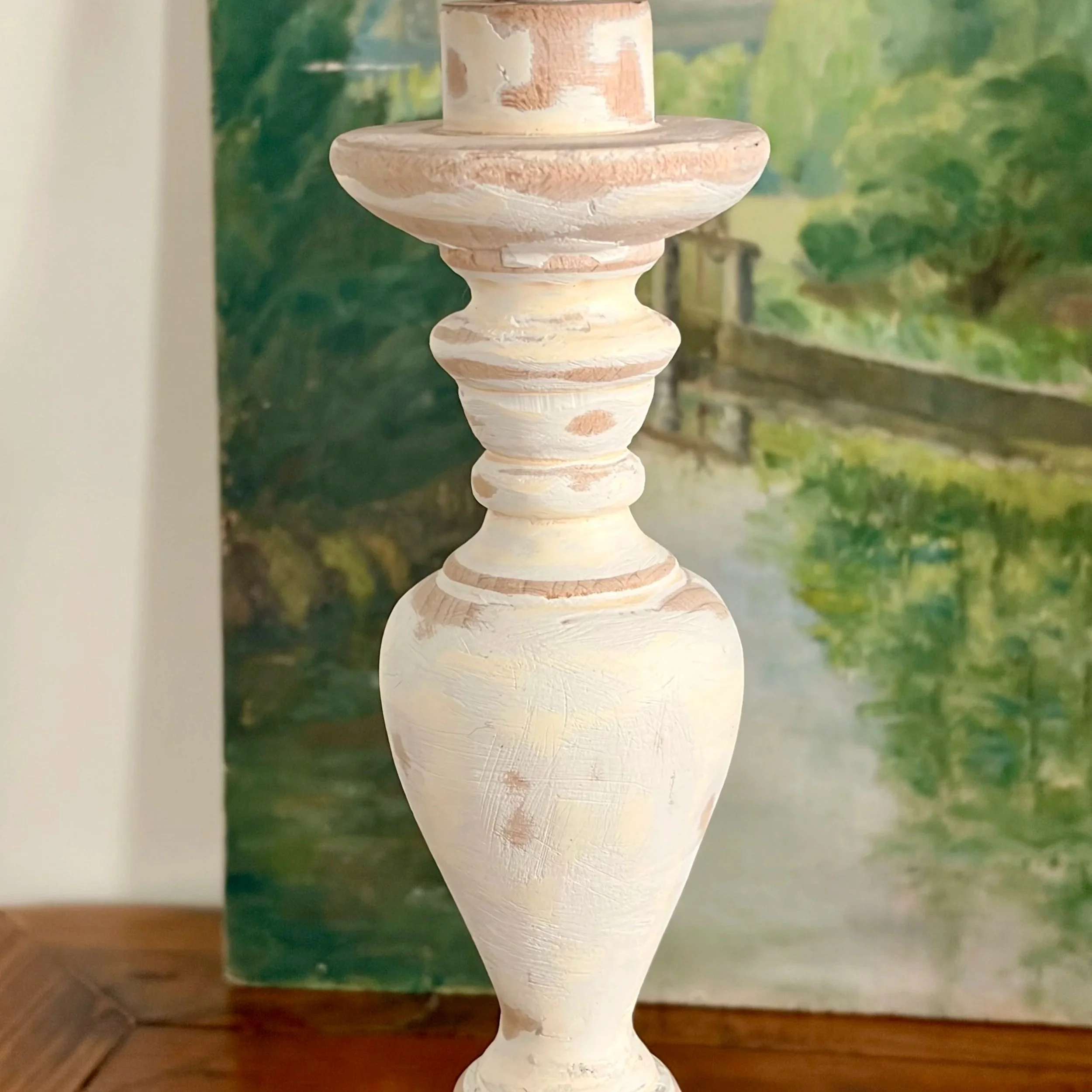 lampe en bois tourné