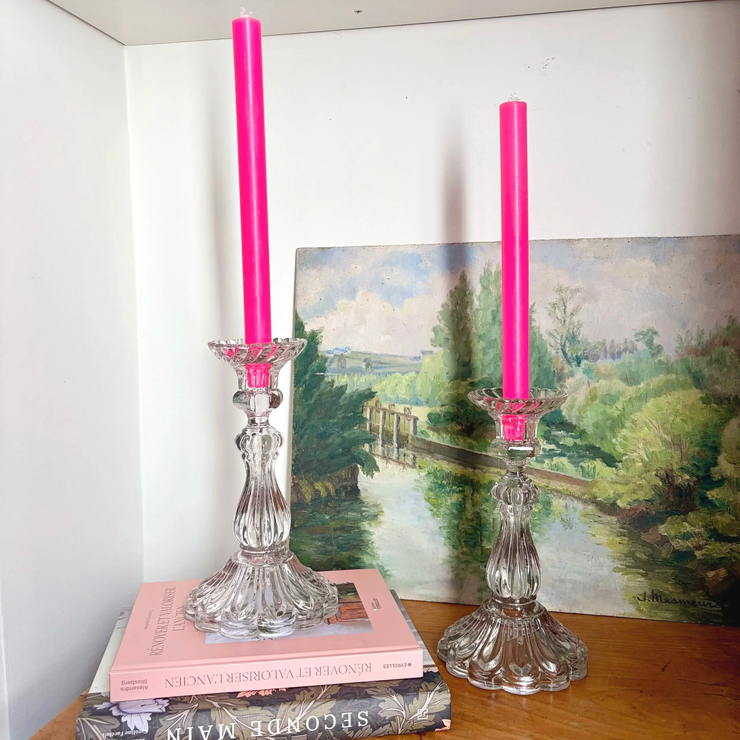bougeoir verre moulé