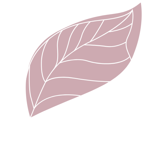 Line drawing of two overlapping leaves, one filled with a light purple color and the other outlined in white, on a black background.