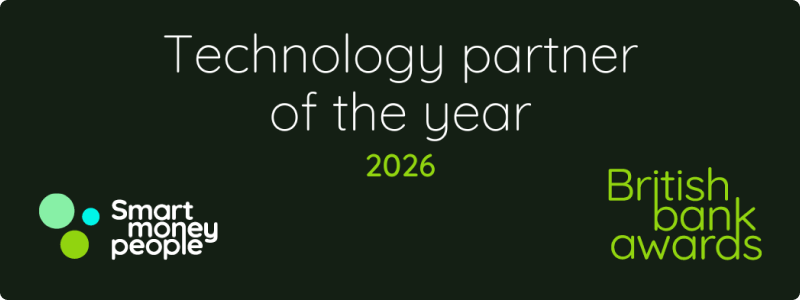 Graphic announcing the 2026 British Bank Awards, recognizing 'Technology partner of the year,' featuring the Smart Money People logo.