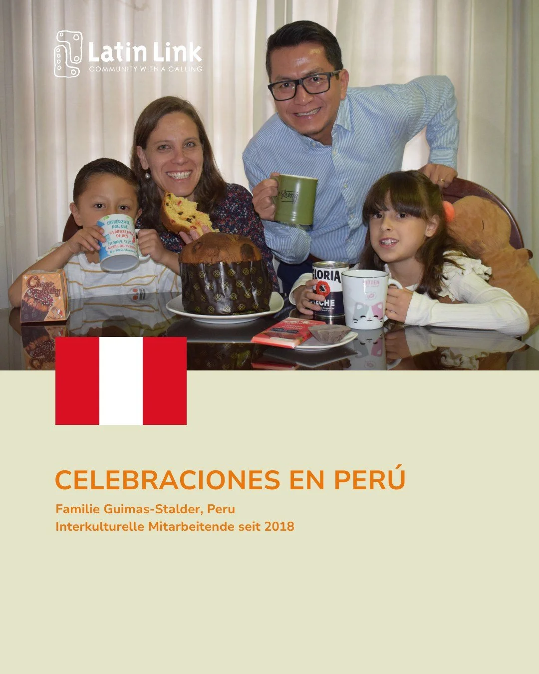 🇫🇷 Version fran&ccedil;aise ci-dessous et sur les slides suivants.

Celebraciones en Per&uacute; 🇵🇪✨

Unsere interkulturellen Mitarbeitenden in Peru nehmen euch w&auml;hrend der Festtage mit auf eine Reise durch Advent, Weihnachten und Silvester 
