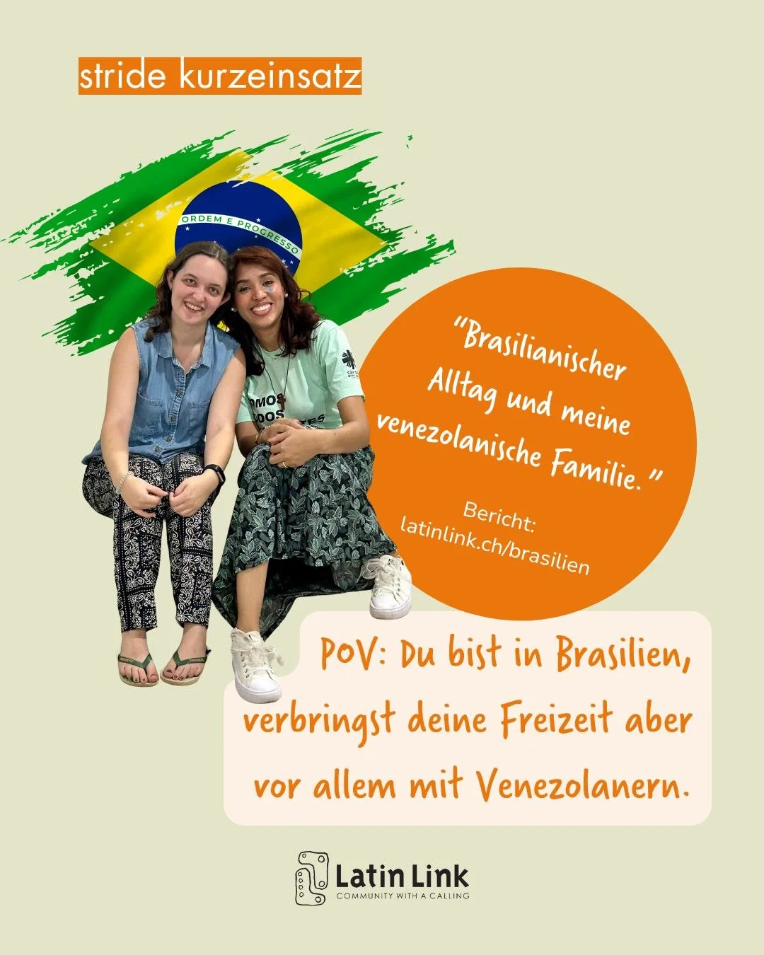 🇫🇷 Version fran&ccedil;aise ci-dessous et sur les derniers  slides. 

🌎 🇧🇷 🇻🇪 Ein Einsatz in Brasilien, doch Freundschaften mit Menschen aus Venezuela &ndash; das und noch viel mehr hat Marisa erlebt.

Auf unserer Website findest du ihren gesa