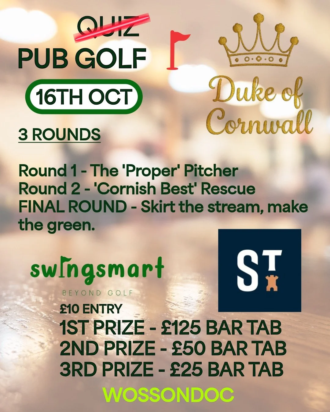 Pub quiz, not this time, what about pub golf, yep, you heard it here first, PUB GOLF! 🏌

We are teaming up with @st_austell_brewery at the @dukeofcornwall_st.austell on the 16th of October, got what it takes? 

Drop us a DM and we'll sign you up!