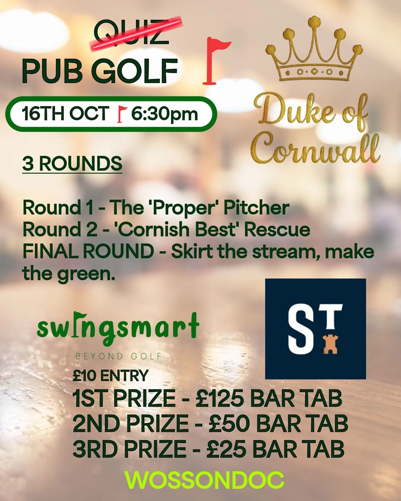 GOLF IN A PUB&hellip;. YES! 

You heard it hear first, Duke of Cornwall, St Austell, 16th October, 6:30pm. 

We&rsquo;re about to change what the average Thursday looks like in a pub!

#Beyondgolf