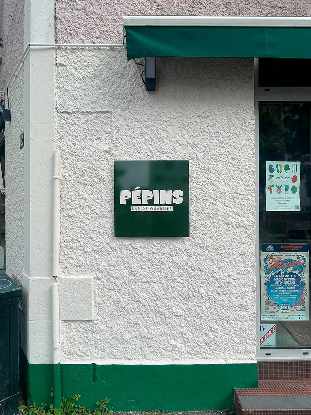 enseigne verte en alu dibond impression Pepins Nantes bar loire atlantique vendée bretagne