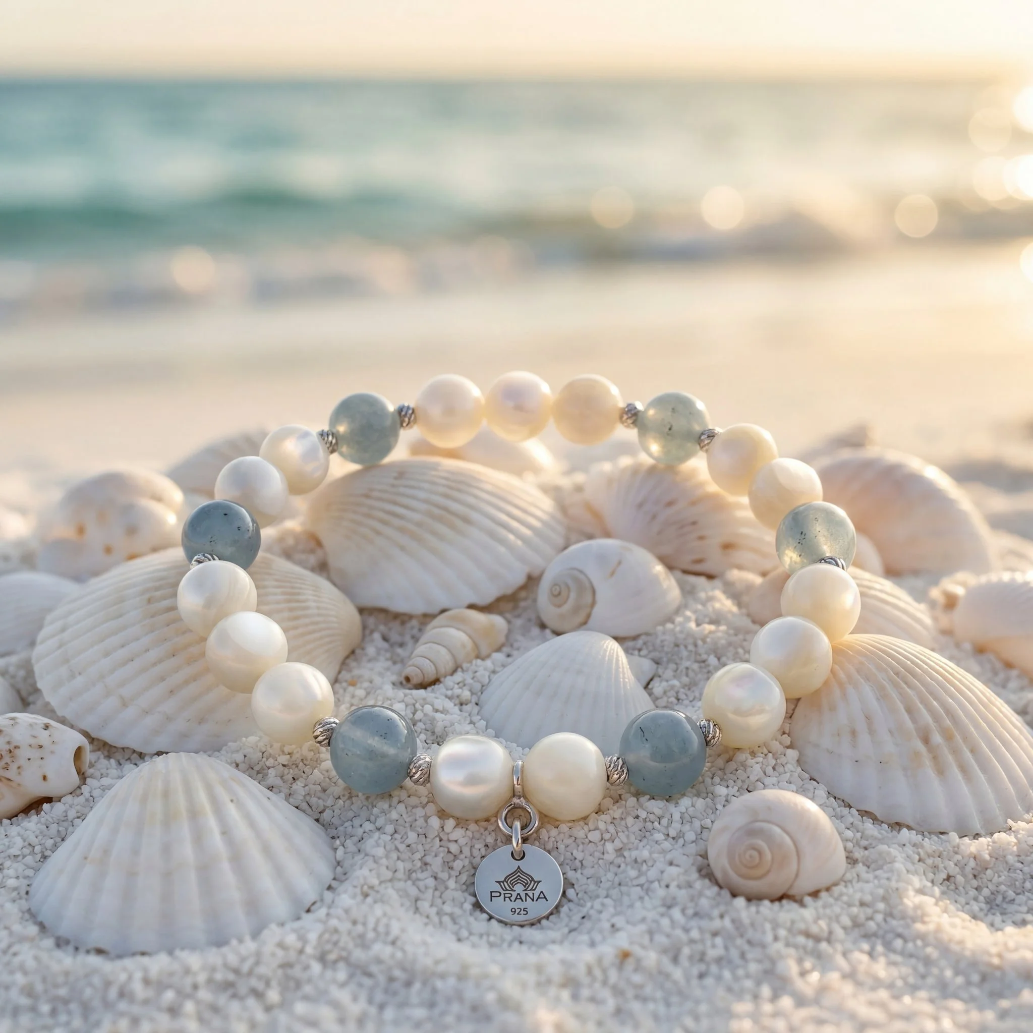 OCÉANE – Aquamarin & Perle Armband der Klarheit & Anmut - PRANA Edelsteine – Handgefertigter Edelsteinschmuck