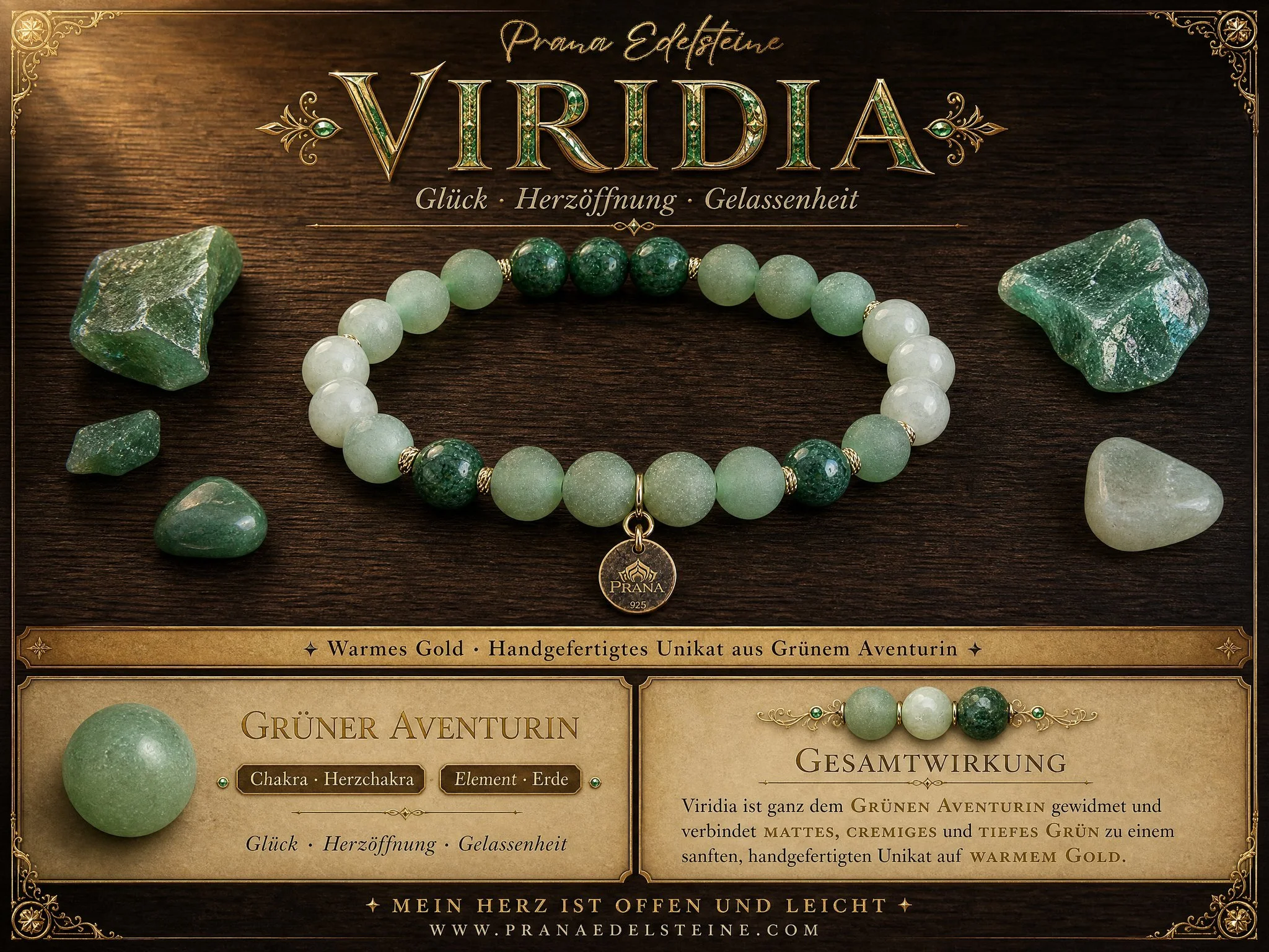 VIRIDIA – Aventurin & Sternaventurin Armband - PRANA Edelsteine – Handgefertigter Edelsteinschmuck