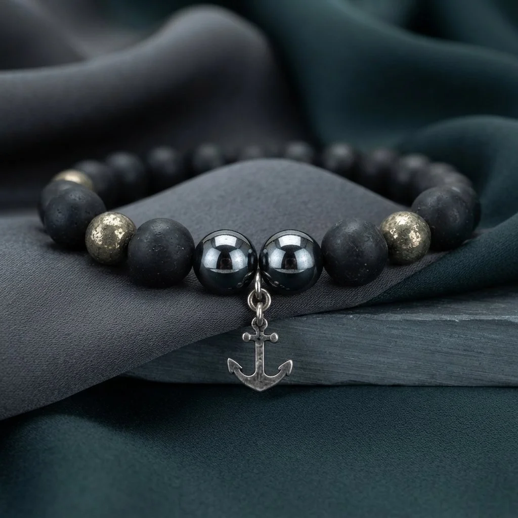 MARINER · Venezianische Nacht · Turmalin · Pyrit · Hämatit · Murano-Glas · 925 Silber - PRANA Edelsteine – Handgefertigter Edelsteinschmuck