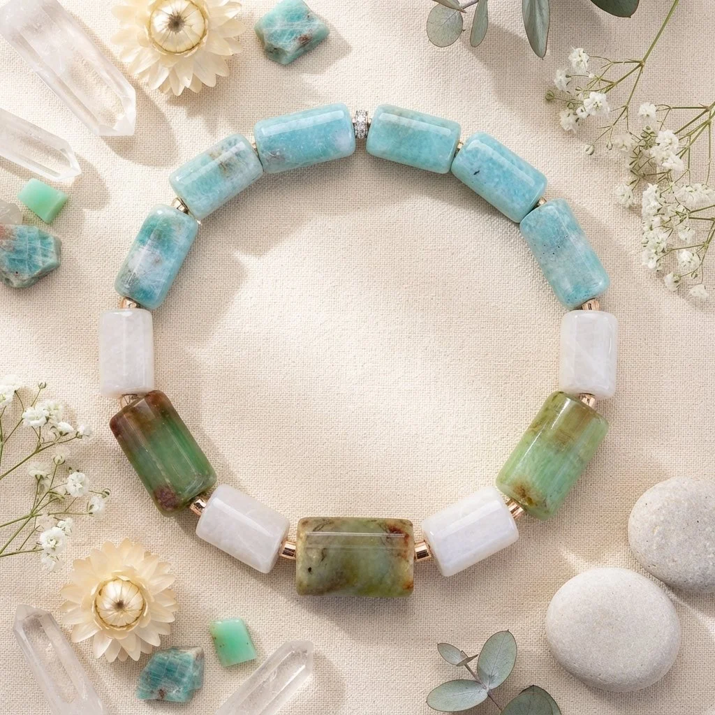 AQUAVERA - Harmonie für Herz & Seele Amazonit, Chrysopras & Mondstein Armband