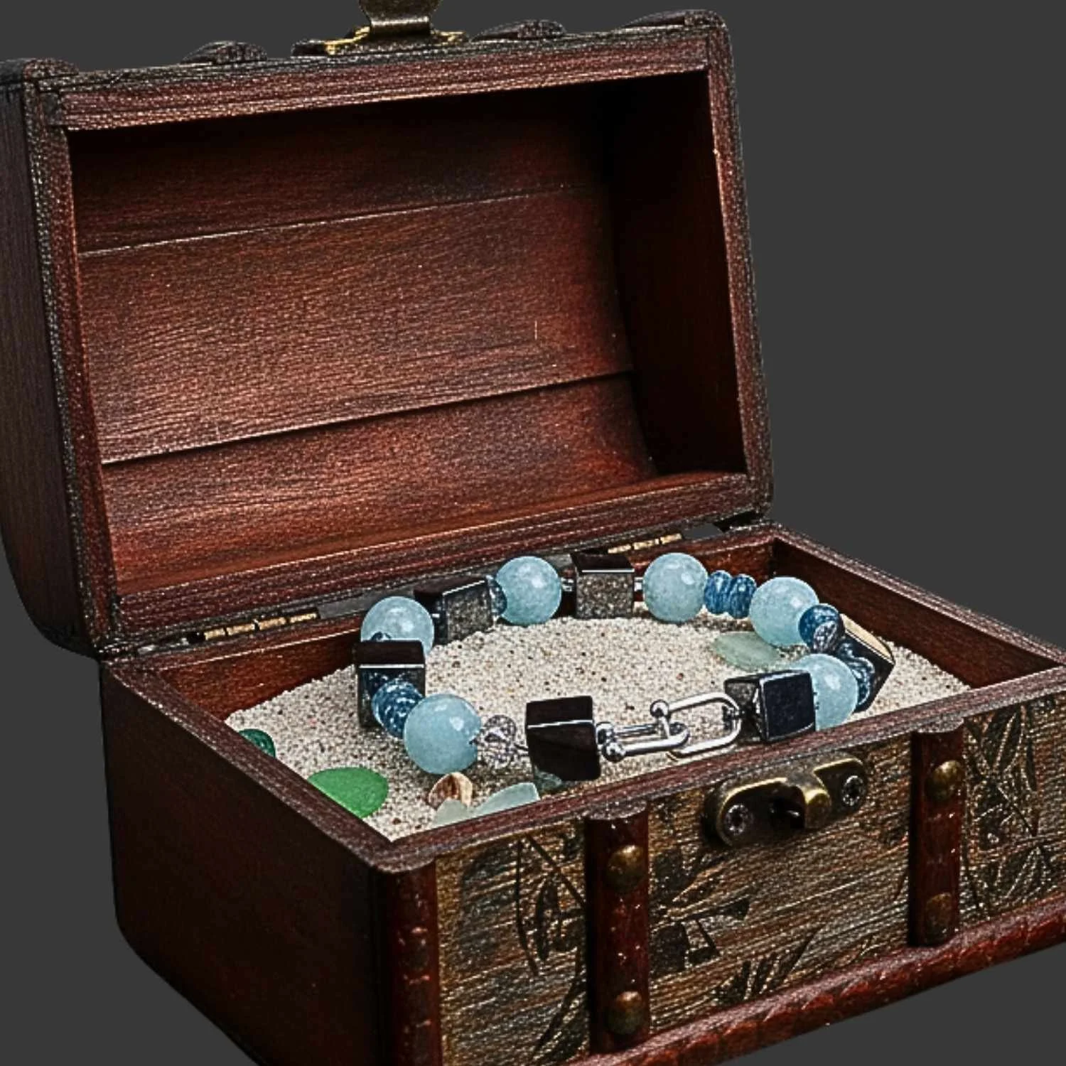 NAUTISCHE ALCHEMY · Hämatit · Aquamarin · Kyanit · Herkimer · 925 Silber · Bootsschäkel - PRANA Edelsteine – Handgefertigter Edelsteinschmuck