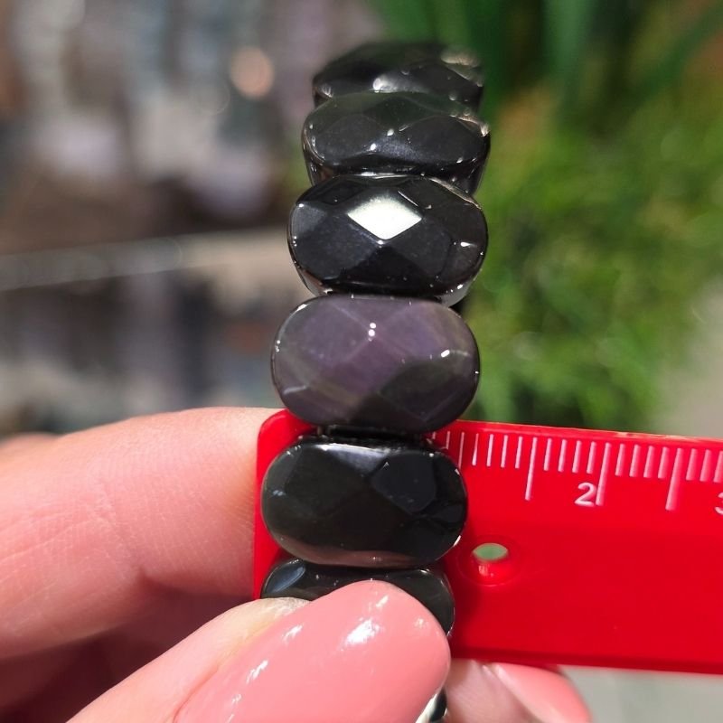 Regenbogenobsidian Armband "Lichtblick" | Große Facettierte Ovale | Schutz & Heilung | ca. 18,5 cm