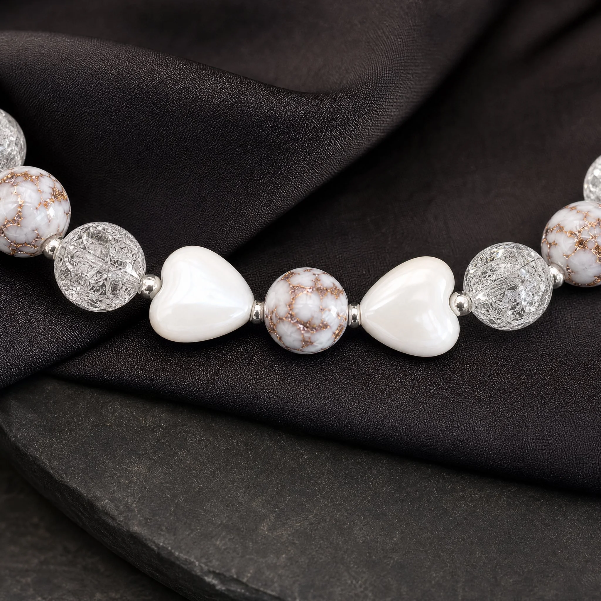 ELUNA - Bergkristall Crack & Murano Glas - PRANA Edelsteine – Handgefertigter Edelsteinschmuck