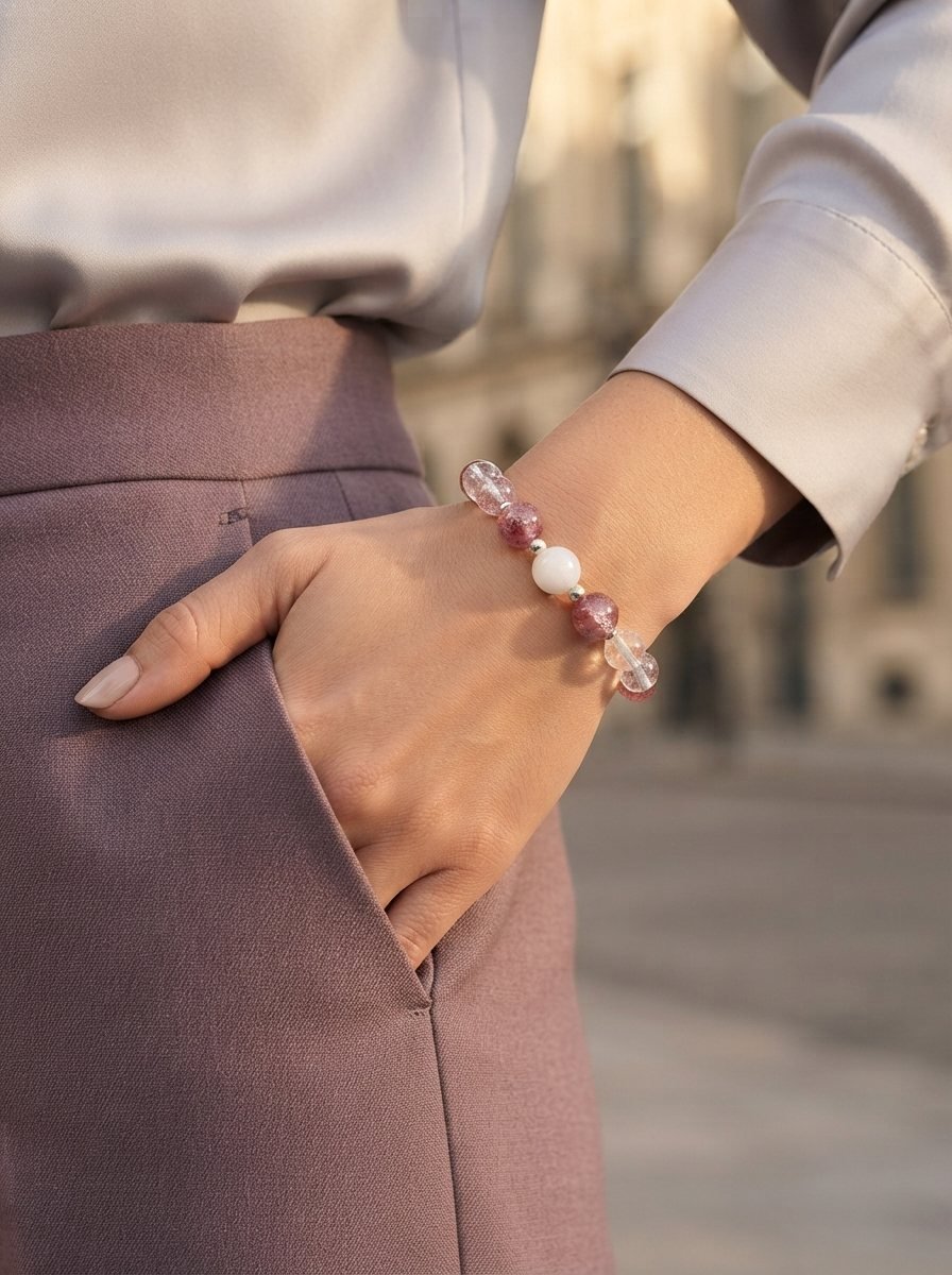 SELVIRA - Hämatitquarz, Mondstein & Bergkristall Armband - Herzensstärke & Klarheit - PRANA Edelsteine – Handgefertigter Edelsteinschmuck
