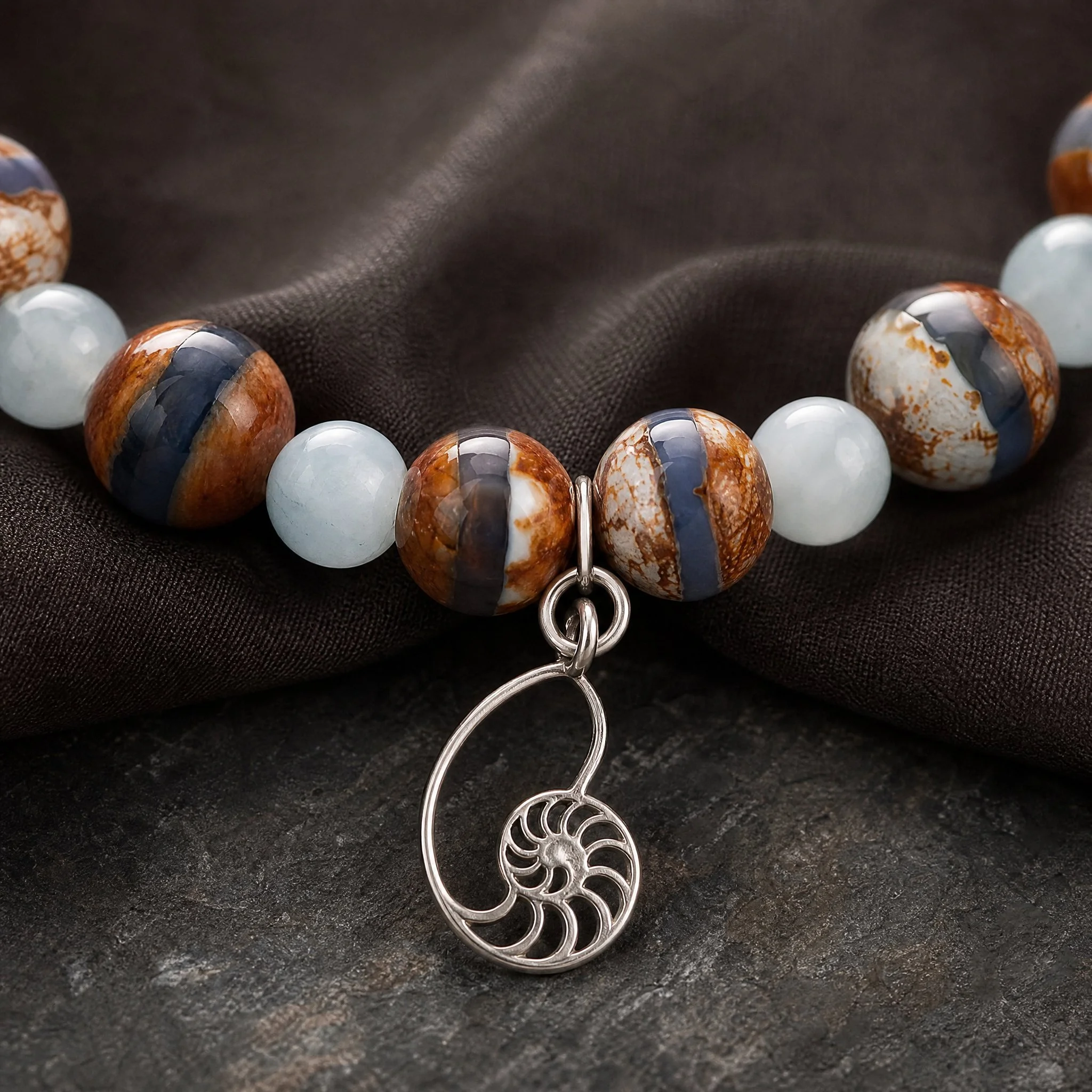 MAREA - Tibetisches Dzi Achat & Aquamarin Armband | Harmonie • Kommunikation • Schutz - PRANA Edelsteine – Handgefertigter Edelsteinschmuck