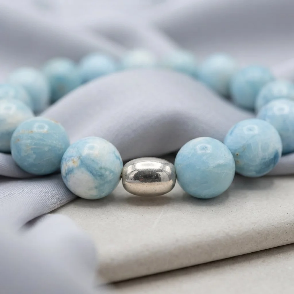 NIMBARA - „Ruhe & Weitblick“ – Blue Sky Jaspis Armband - PRANA Edelsteine – Handgefertigter Edelsteinschmuck