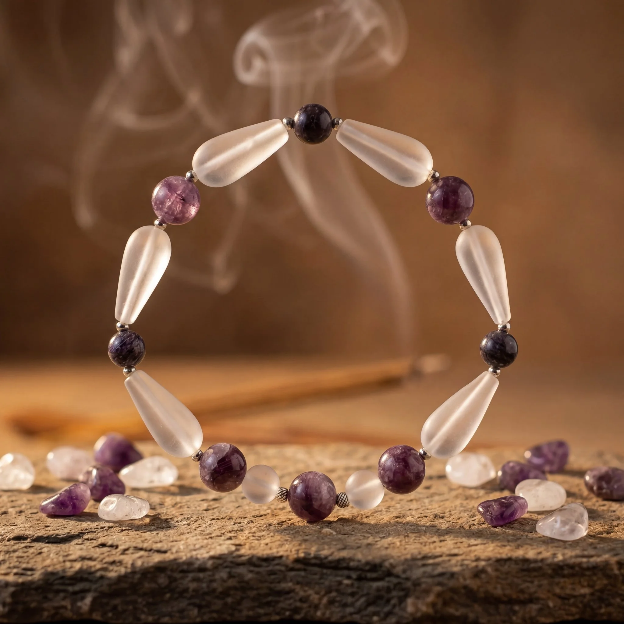 ELYSIA – Bergkristall matt, Lepidolith & Charoit | 925 Silber - PRANA Edelsteine – Handgefertigter Edelsteinschmuck