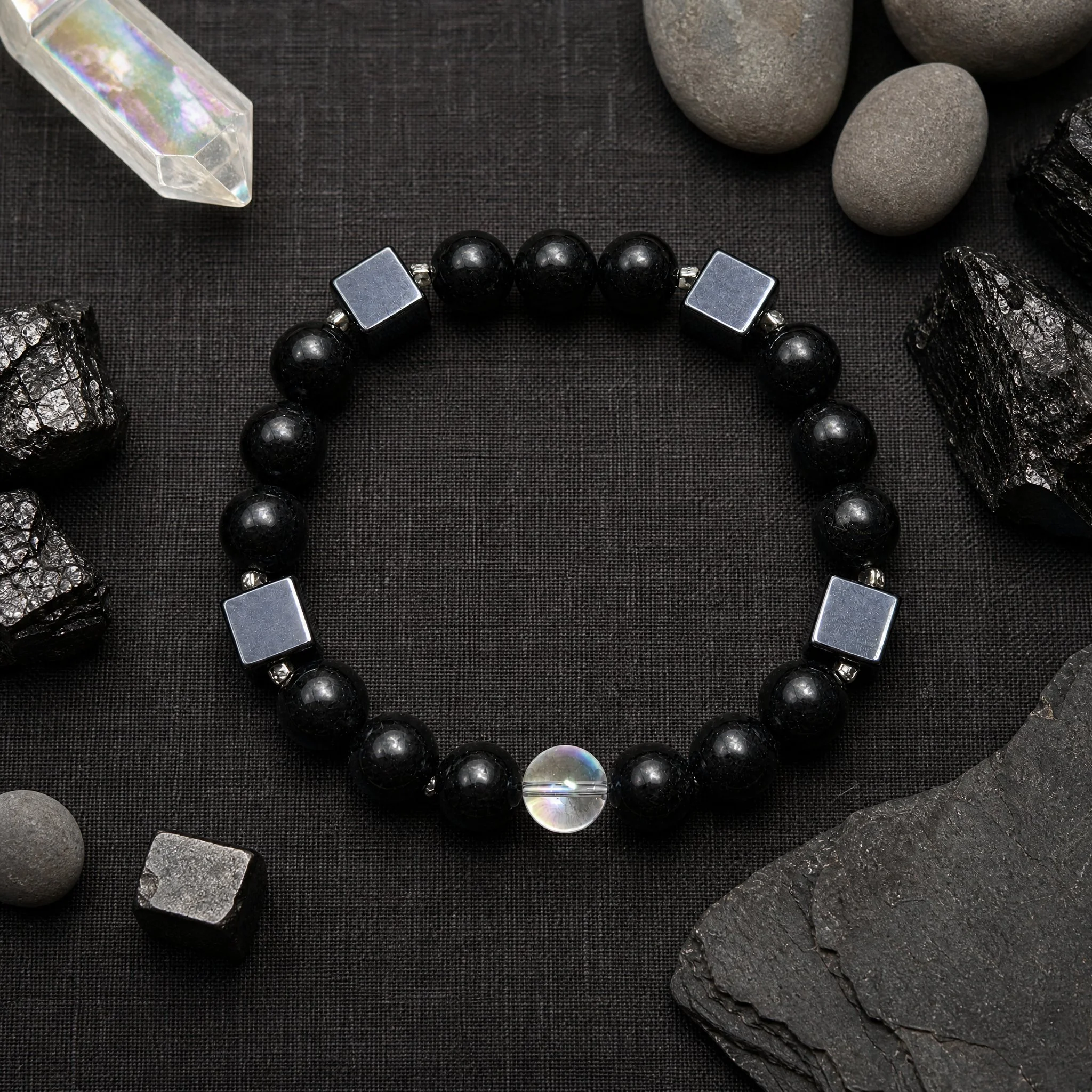 AEGIS · Schungit · Hämatit Würfel · Angel Aura · 925 Silber