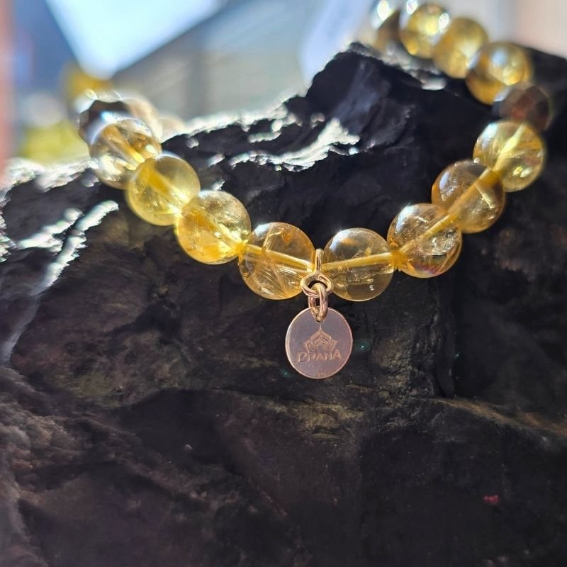 "Wohlstands-Magnet" Citrin & Pyrit Armband mit 925er Silberdetails - PRANA Edelsteine – Handgefertigter Edelsteinschmuck