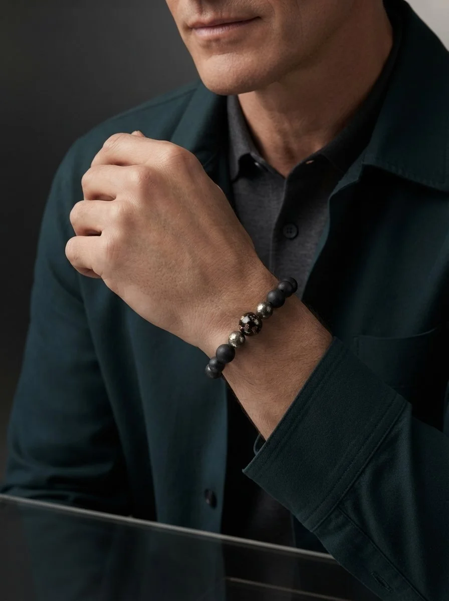 MARINER · Venezianische Nacht · Turmalin · Pyrit · Hämatit · Murano-Glas · 925 Silber - PRANA Edelsteine – Handgefertigter Edelsteinschmuck