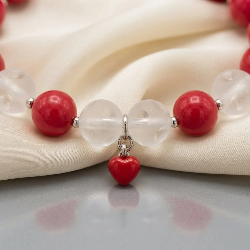 VERAMOR - "Klarheit des Herzens" - Bergkristall & Rote Koralle mit 925er Silber - PRANA Edelsteine – Handgefertigter Edelsteinschmuck