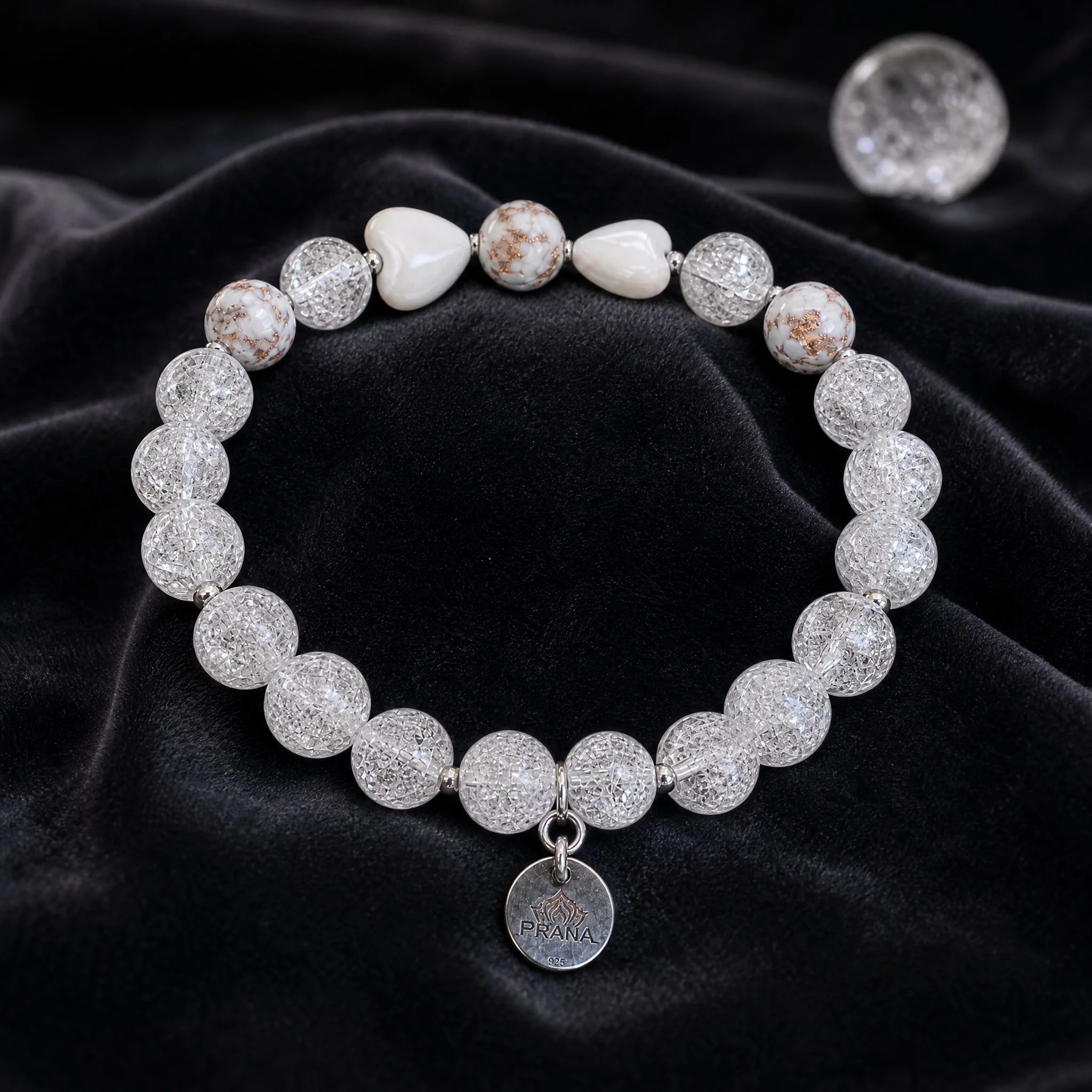 ELUNA - Bergkristall Crack & Murano Glas - PRANA Edelsteine – Handgefertigter Edelsteinschmuck