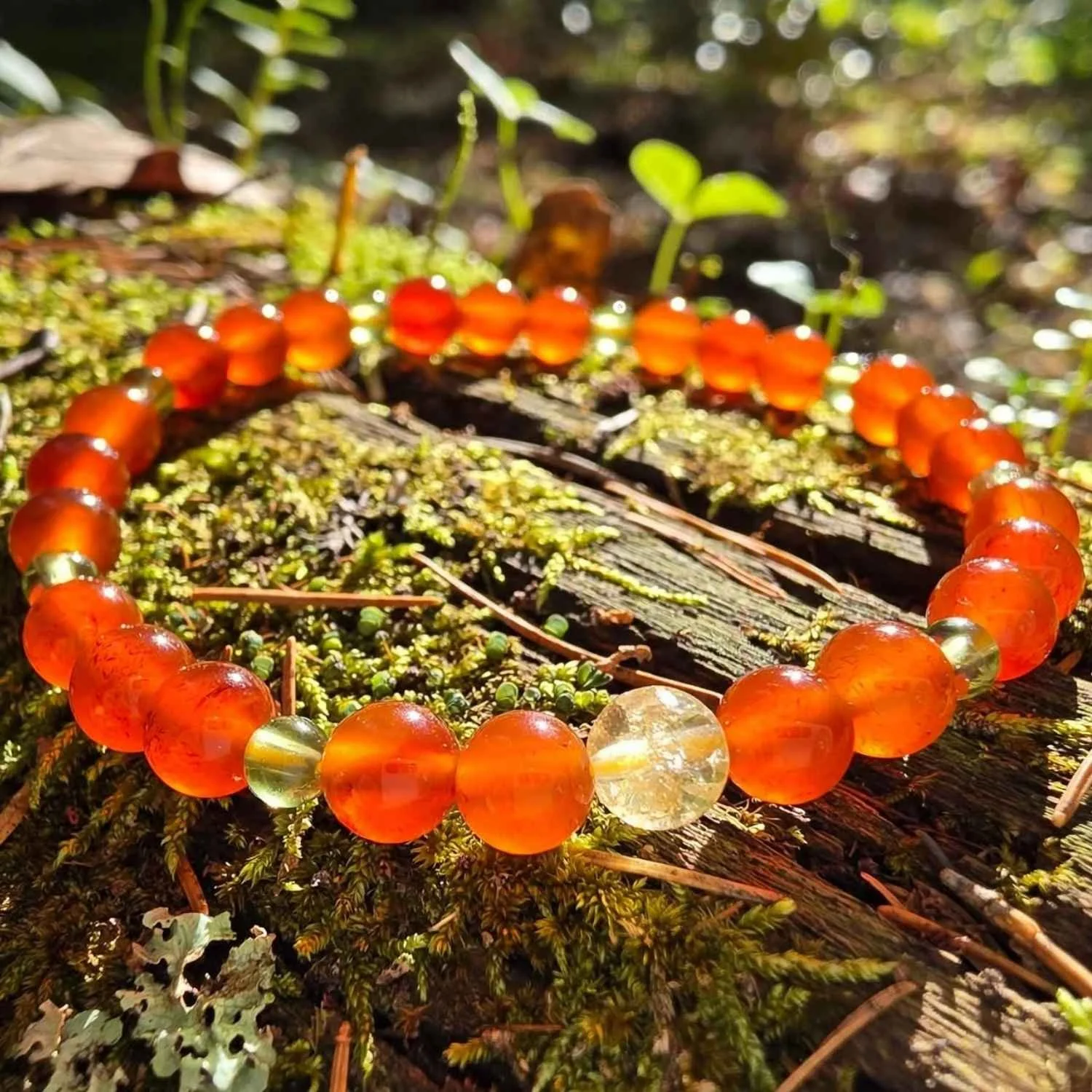 Golden Flame Karneol, Peridot & Rutilquarz Armband