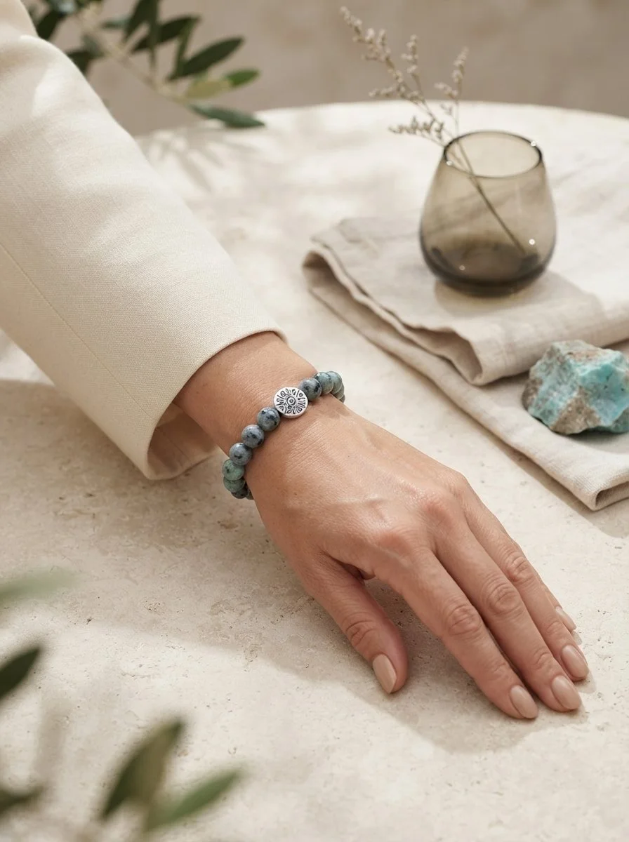 NEVAYA - „Wandlung & Neuausrichtung“ – Afrikanischer Türkis Armband - PRANA Edelsteine – Handgefertigter Edelsteinschmuck
