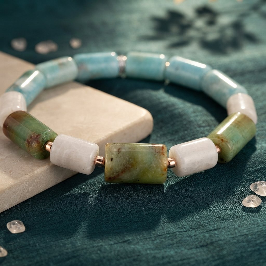 AQUAVERA - Harmonie für Herz & Seele Amazonit, Chrysopras & Mondstein Armband - PRANA Edelsteine – Handgefertigter Edelsteinschmuck