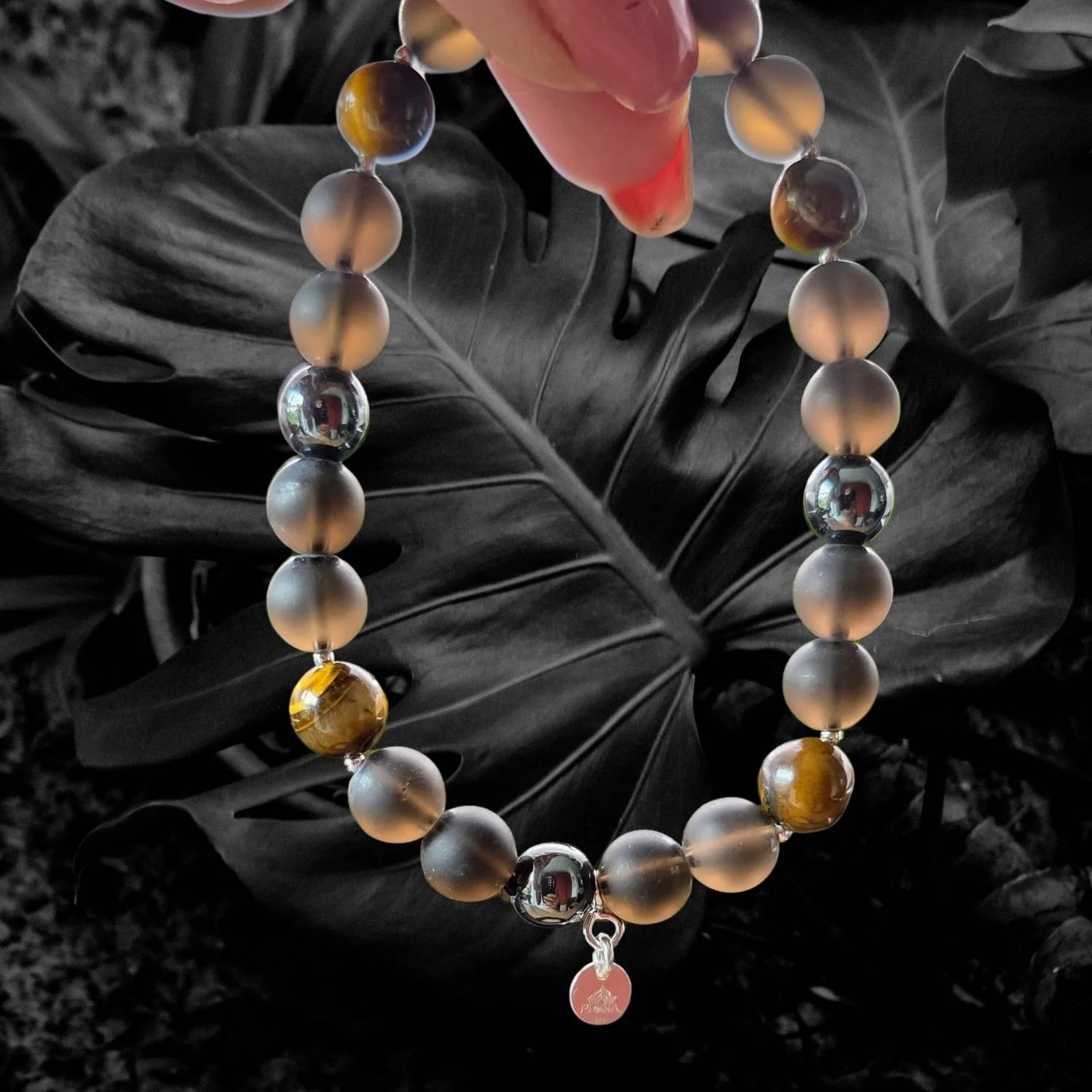 Noir Tiger  ·  Rauchquarz · Hämatit · Tigerauge · 925 Silber