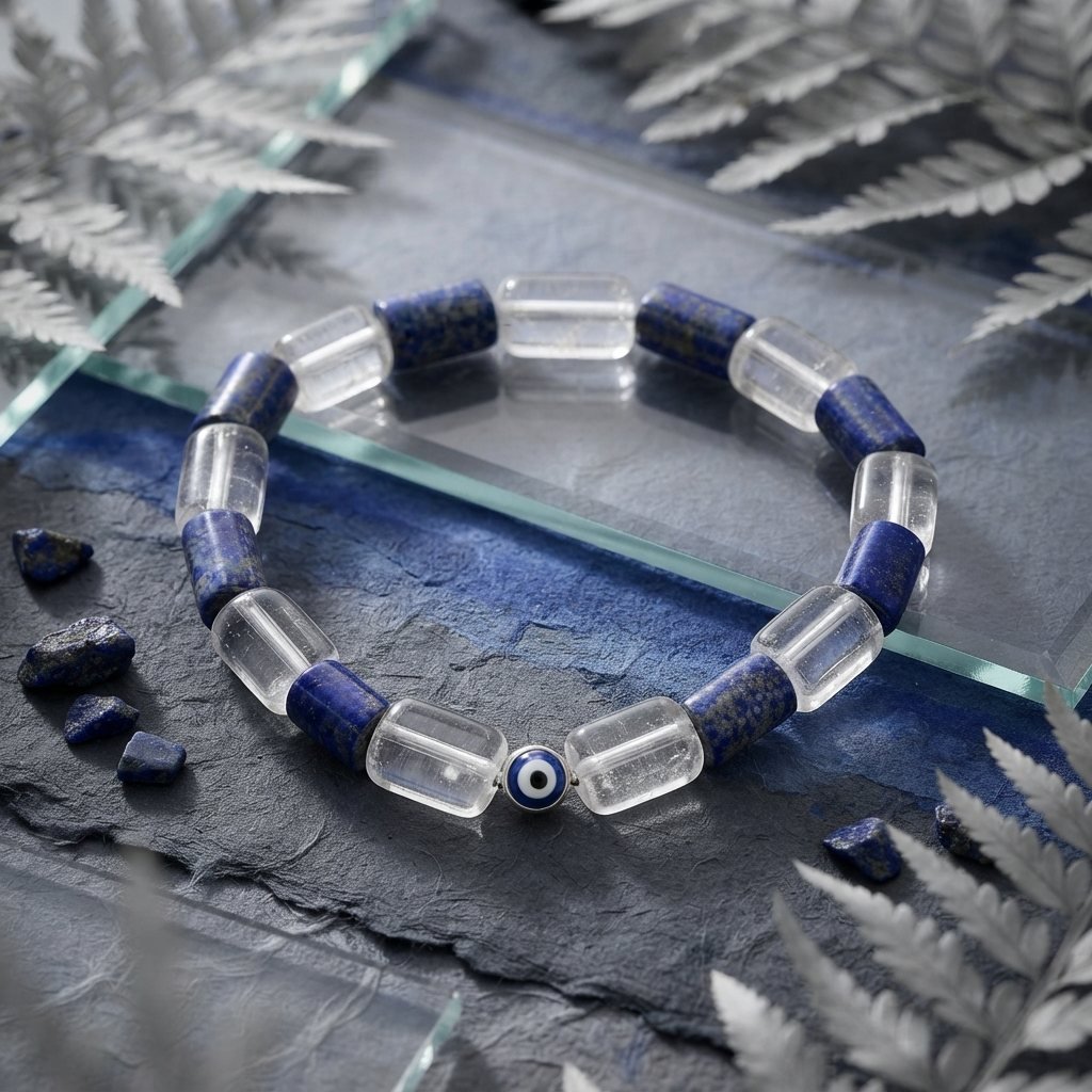 AZURION - Klarblick & Schutz – Lapislazuli trifft Bergkristall - PRANA Edelsteine – Handgefertigter Edelsteinschmuck