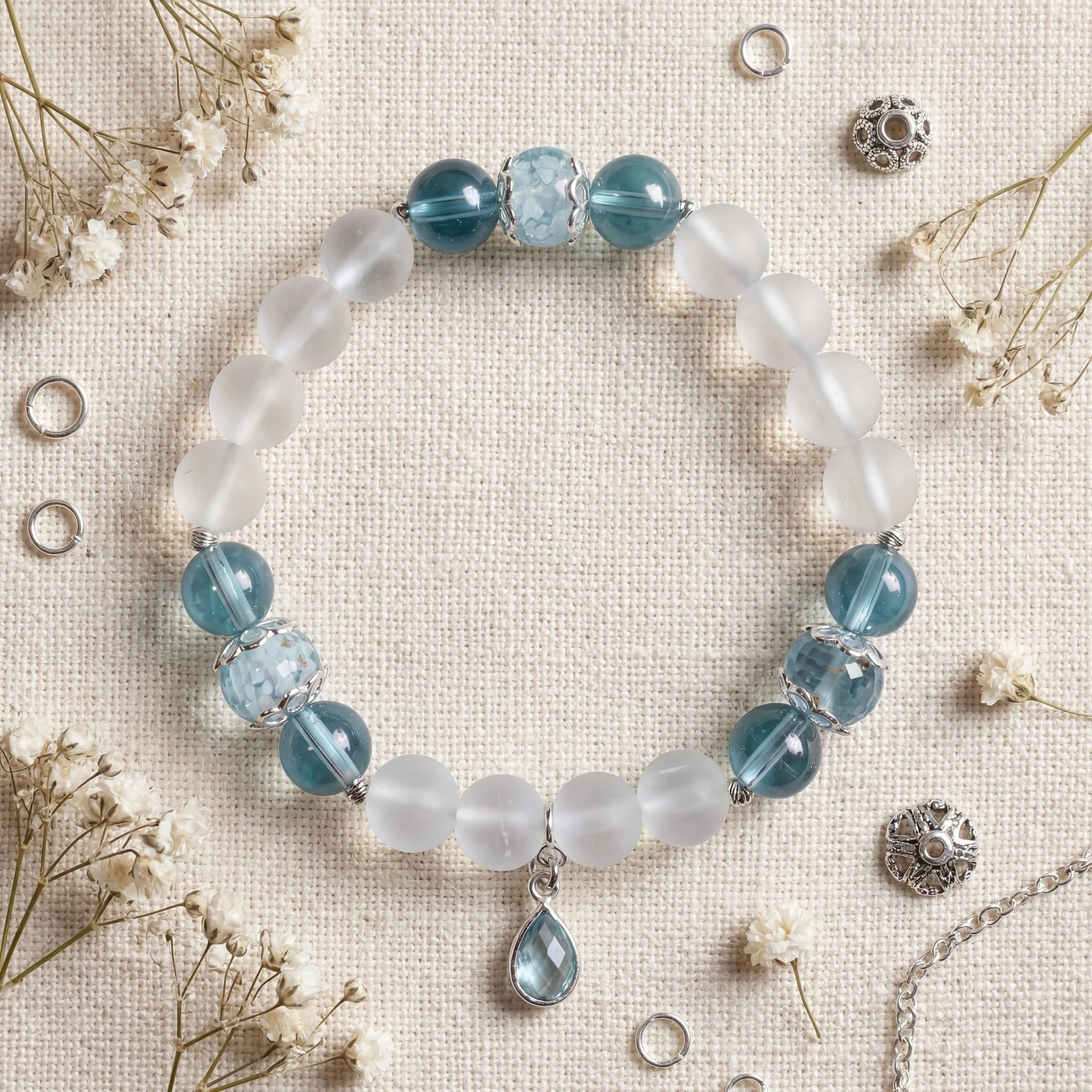 AQUA LUMINA – Aqua Aura & Bergkristall mit Murano-Glas und Blautopas - LIMITIERT!