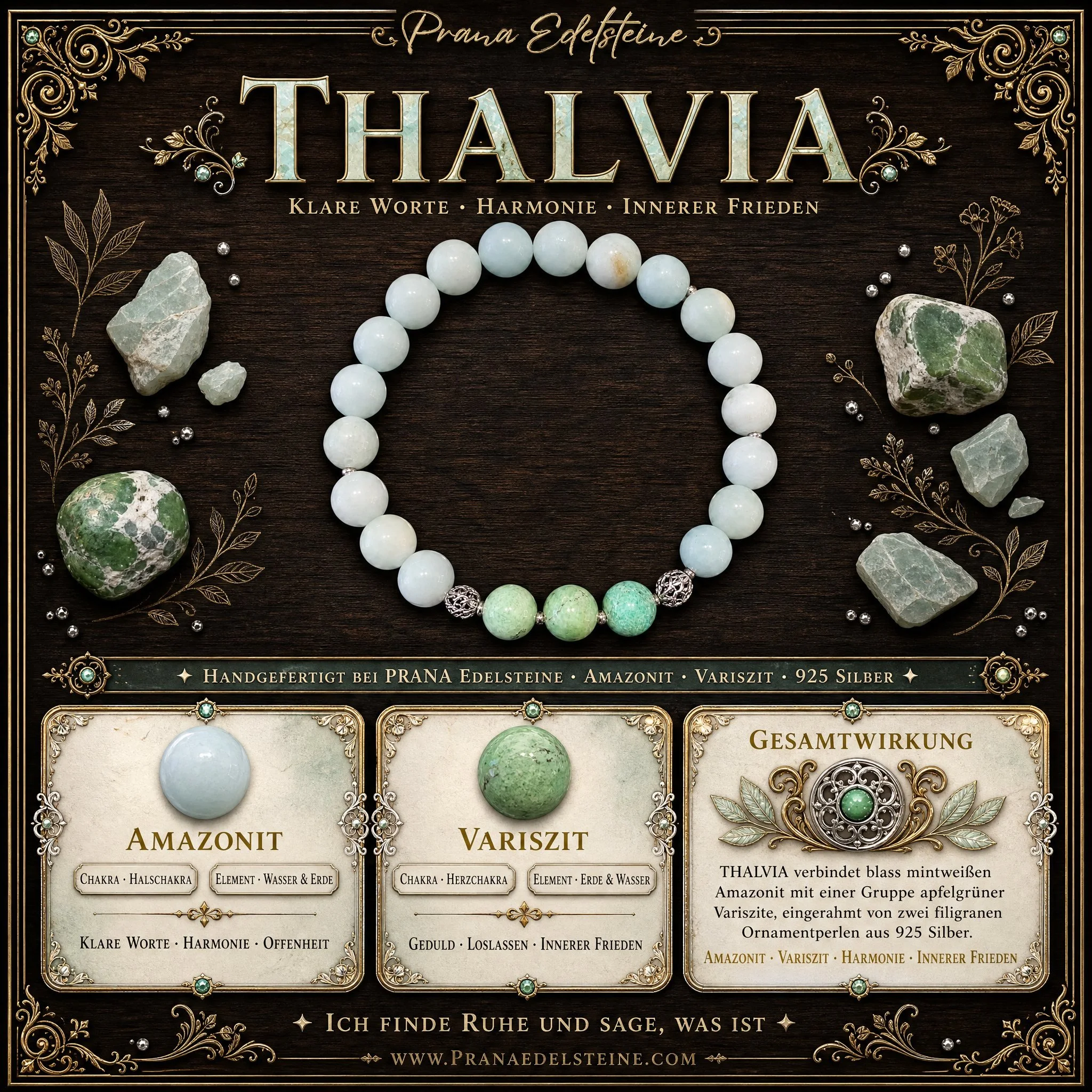 THALVIA - Amazonit & Variscit Armband – Herzöffnung & Lebensfreude - PRANA Edelsteine – Handgefertigter Edelsteinschmuck