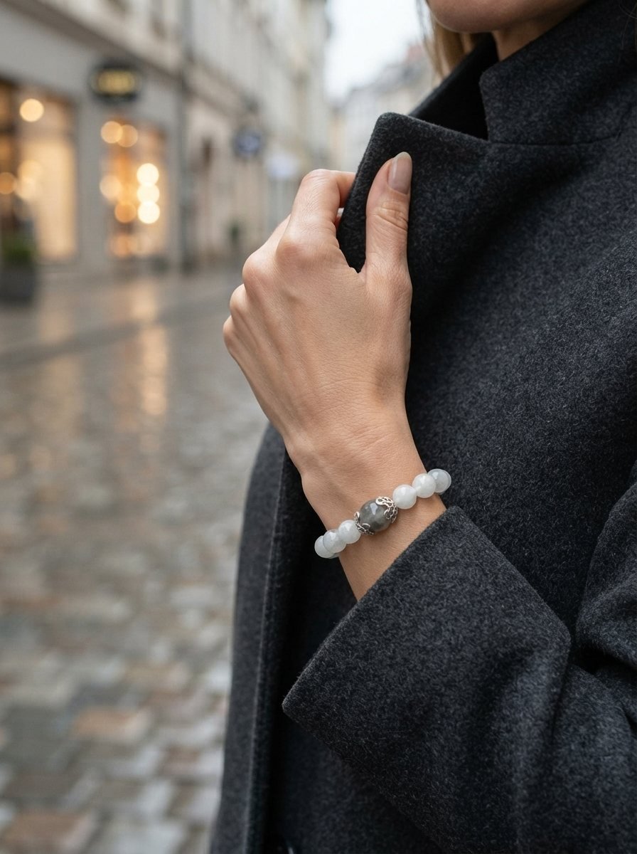 LUNAVERA - Baum des Lichts – Armband mit Mondstein, Labradorit & Rosenquarz (925 Silber) - PRANA Edelsteine – Handgefertigter Edelsteinschmuck