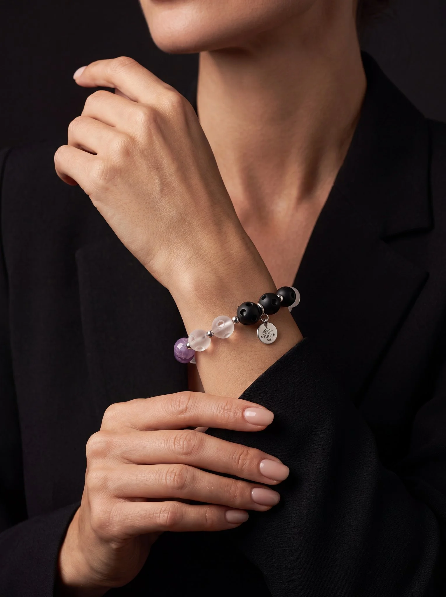 AVALON — Onyx, Bergkristall, Sugilit & Charoit - PRANA Edelsteine – Handgefertigter Edelsteinschmuck