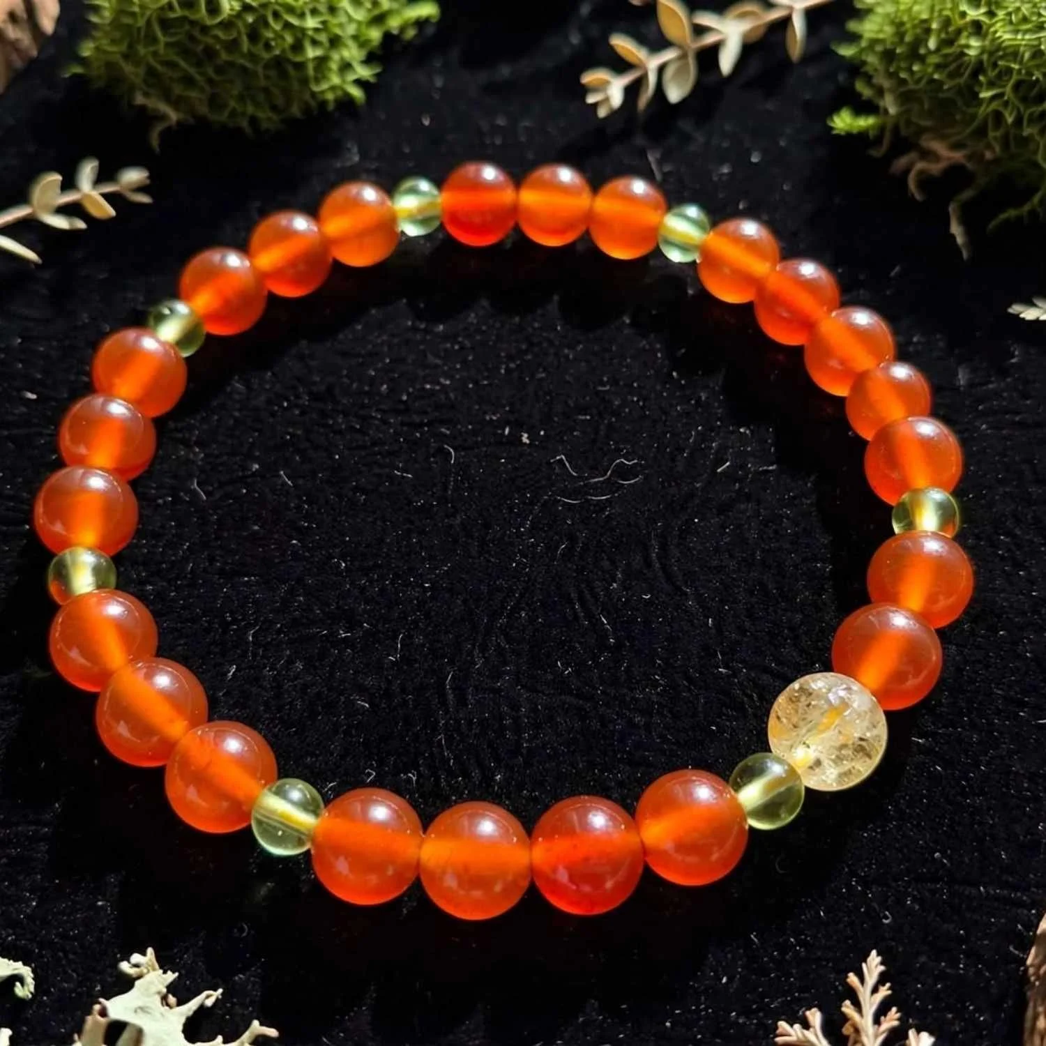 Golden Flame Karneol, Peridot & Rutilquarz Armband - PRANA Edelsteine – Handgefertigter Edelsteinschmuck