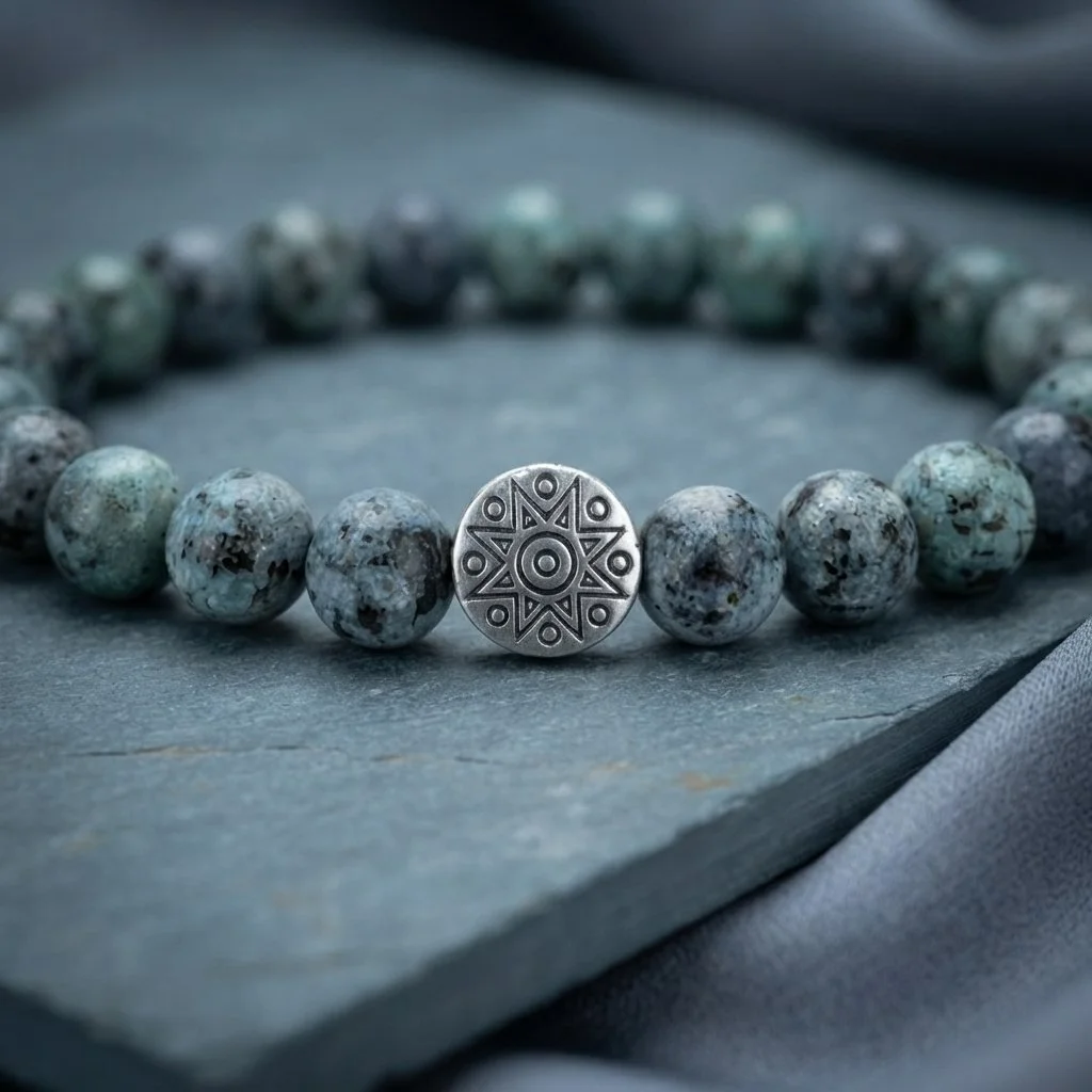 NEVAYA - „Wandlung & Neuausrichtung“ – Afrikanischer Türkis Armband - PRANA Edelsteine – Handgefertigter Edelsteinschmuck