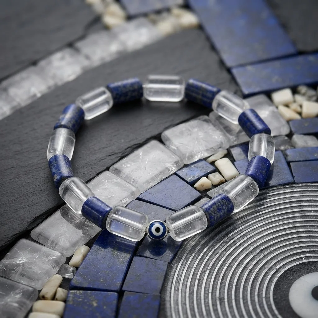 AZURION - Klarblick & Schutz – Lapislazuli trifft Bergkristall - PRANA Edelsteine – Handgefertigter Edelsteinschmuck