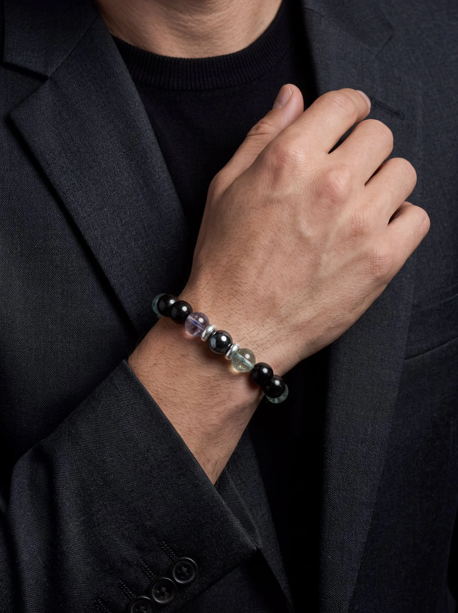 SPECTRAL SHIELD · Turmalin Schörl · Fluorit · Hämatit · 925 Silber - PRANA Edelsteine – Handgefertigter Edelsteinschmuck