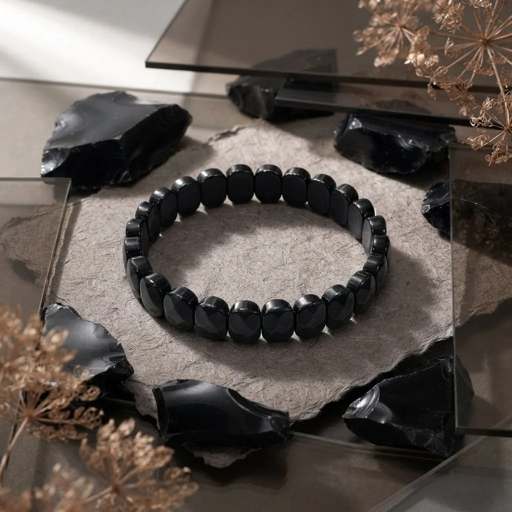 ONDARA - Regenbogenobsidian Armband "Lichtblick" | Große Facettierte Ovale | Schutz & Heilung | ca. 18,5 cm - PRANA Edelsteine – Handgefertigter Edelsteinschmuck