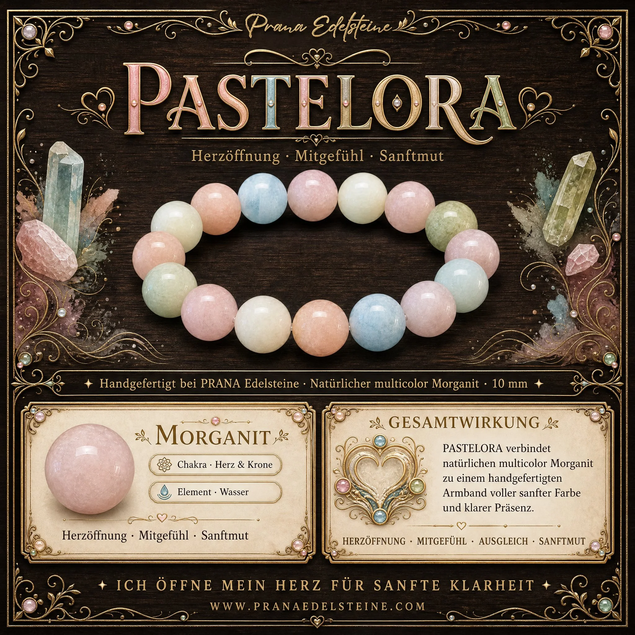 PASTELORA - Herzenslicht & Sanfte Klarheit – Morganit-Armband - PRANA Edelsteine – Handgefertigter Edelsteinschmuck