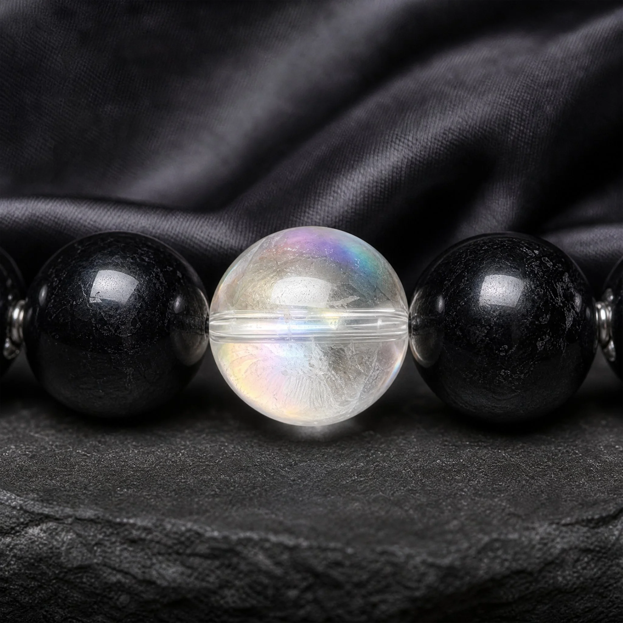 AEGIS · Schungit · Hämatit Würfel · Angel Aura · 925 Silber - PRANA Edelsteine – Handgefertigter Edelsteinschmuck