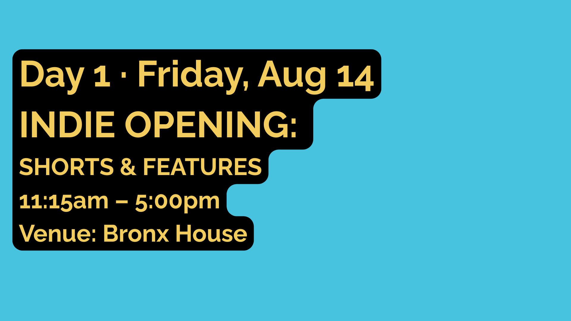 Blue background with yellow text in black boxed background