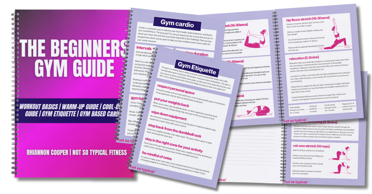 Mock up imagery of the gym beginners guide for basic gym knowledhge