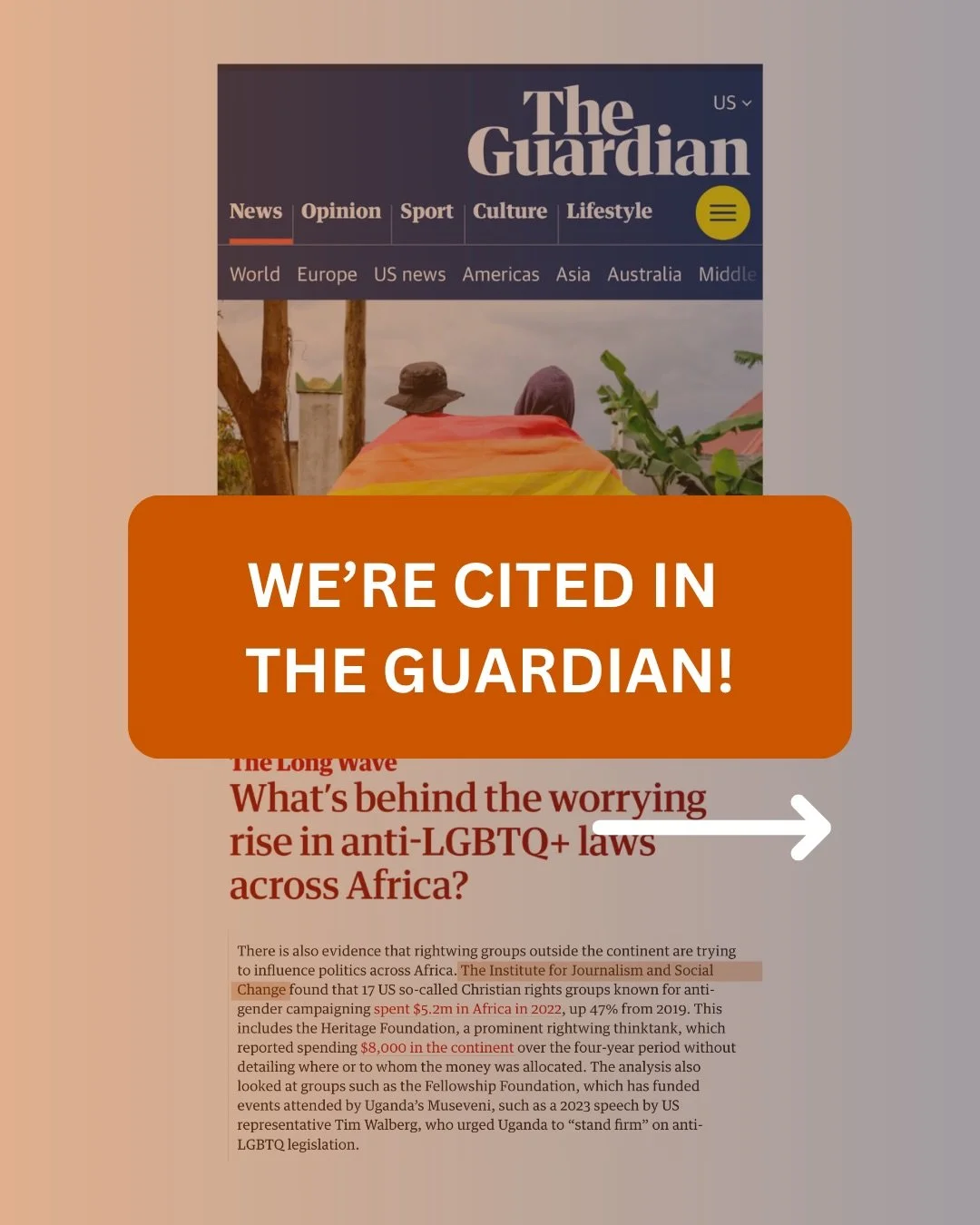 We&rsquo;re cited in The Guardian!

Our research from &ldquo;Inside the US Christian Right&rsquo;s Spending Boom in Africa&rdquo; trace how US-based groups are increasing funding across the continent, with the aim of influencing abortion policy and L