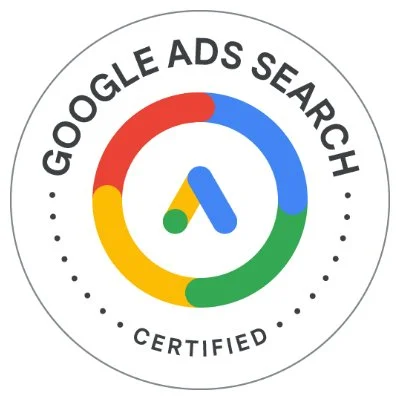 Google Ads Search Certified badge with Google logo and circular design
