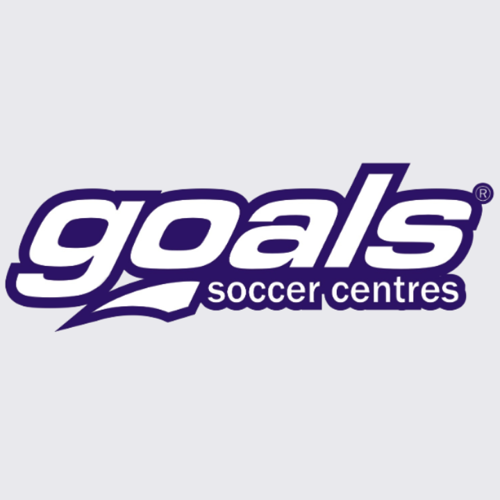 Logo of Goals Soccer Centres in purple and white text on a gray background. 14 Sports Coaching