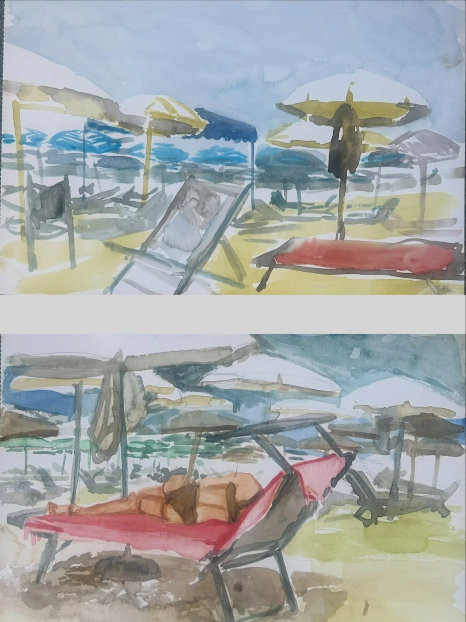 Kinda messy watery beach umbrellas ⛱️ and a cheeky bum 🍑